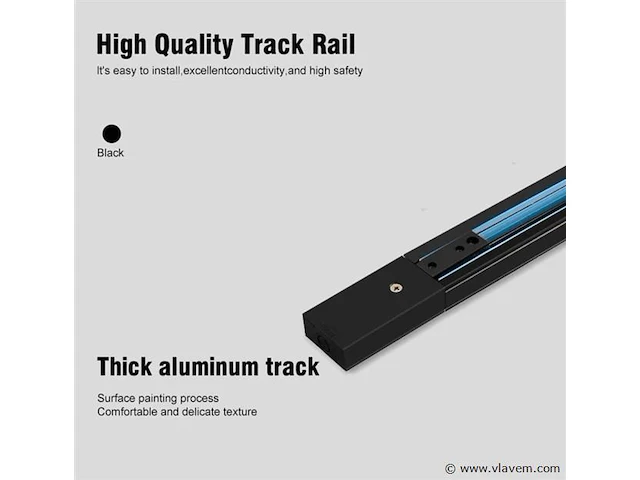 5 x eenfase rail – 1 m – zwart – aluminium – ip20 – inclusief montageset - afbeelding 1 van  3