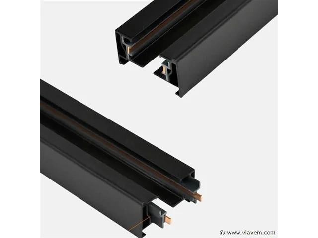 5 x eenfase rail – 1 m – zwart – aluminium – ip20 – inclusief montageset - afbeelding 3 van  3