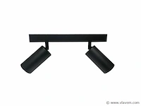 5 x gu10 opbouwarmatuur – 2 draaibare spots –zwart – aluminium – draaibaar 350°/70° – ip20 - afbeelding 2 van  4