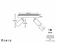 5 x gu10 opbouwarmatuur – 2 draaibare spots –zwart – aluminium – draaibaar 350°/70° – ip20 - afbeelding 4 van  4