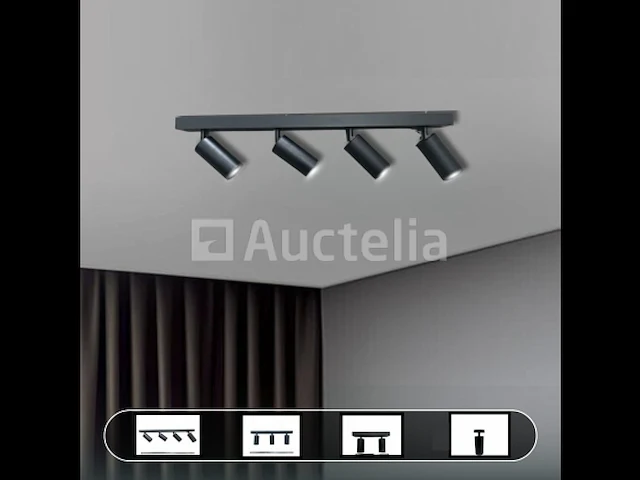 5 x gu10 opbouwarmatuur – 4 draaibare spots – zwart – aluminium – 350°/70° draaibaar – ip20 - afbeelding 5 van  5