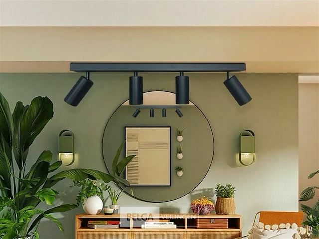 5 x gu10 opbouwarmatuur – 4 draaibare spots – zwart – aluminium – draaibaar 350°/70° – ip20 - afbeelding 1 van  6