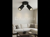 5 x gu10 ronde plafondlamp – 2 verstelbare spots – zwart – aluminium – ø120 mm – ip20 - afbeelding 1 van  4