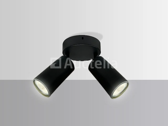 5 x gu10 ronde plafondlamp – 2 verstelbare spots – zwart – aluminium – ø120 mm – ip20 - afbeelding 2 van  4
