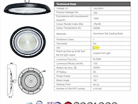 5 x highbay led slim 150w – 6500k koud wit – ufo ip65 waterdicht – 19.500 lm - afbeelding 4 van  4