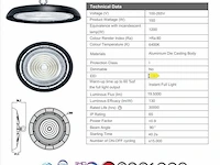 5 x highbay led slim 150w – 6500k koud wit – ufo ip65 waterdicht – 19.500 lm - afbeelding 4 van  4