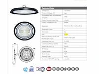 5 x highbay led slim 150w – 6500k koud wit – ufo ip65 waterdicht – 19.500 lm - afbeelding 4 van  4