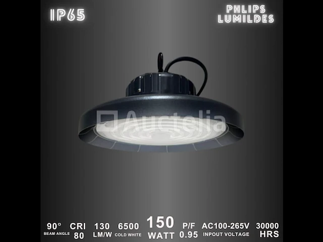 5 x highbay pro 150w led schijnwerper – 6500k koel wit – ip65 waterdicht – 19,500 lm – philips lumileds - afbeelding 2 van  5