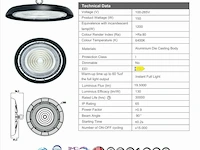 5 x highbay slim 150w - 130lm/w - ip65 - koud wit 6400k - afbeelding 5 van  5