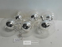 5 x kerstbal glas 10 cm transparant met mini zilveren bal - afbeelding 2 van  3