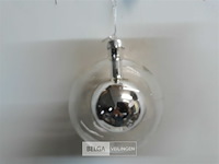 5 x kerstbal glas 10 cm transparant met mini zilveren bal - afbeelding 3 van  3