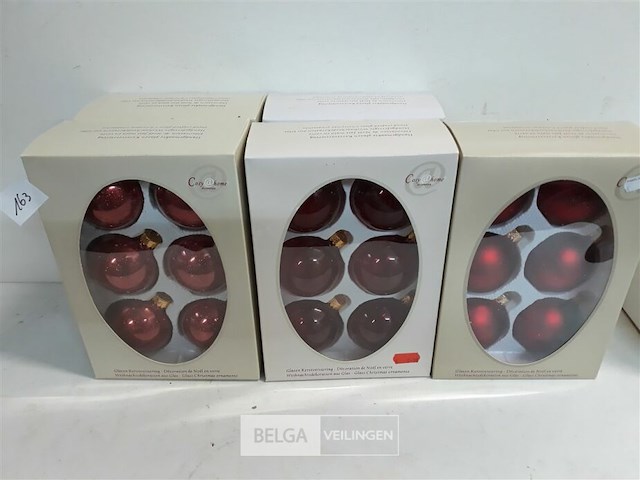 5 x kerstballen glas 6 stuks rood 3 assorti - afbeelding 2 van  3