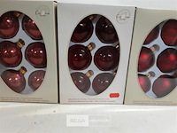 5 x kerstballen glas 6 stuks rood 3 assorti - afbeelding 3 van  3