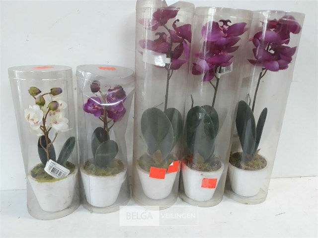 5 x kunstbloem in pot 2 assorti - afbeelding 3 van  3