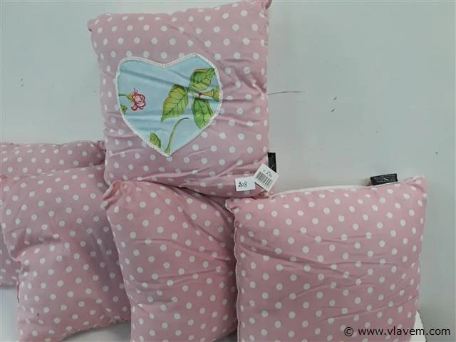 5 x kussen roze met dots 35x35 cm - afbeelding 2 van  2