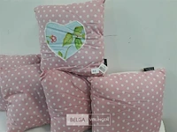 5 x kussen roze met dots 35x35 cm - afbeelding 3 van  3