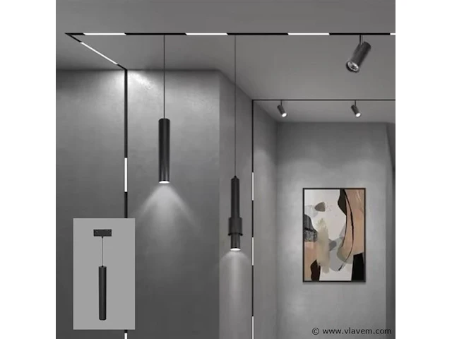 5 x led hangspot op magnetische rail 48v - 4200k neutraal wit -20w - zwart - afbeelding 1 van  4