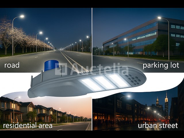 5 x led straatverlichting 150w met sensor – 6500k koud wit – ip65 waterdicht – 15.000 lm - afbeelding 3 van  5