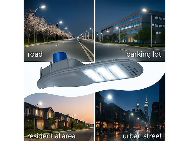 5 x led straatverlichting 150w met sensor – 6500k koud wit – ip65 waterdicht – 15.000 lm - afbeelding 1 van  5