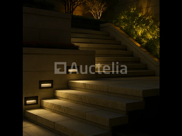 5 x led traplamp 6w – 540 lm – 3000k warm wit – ip65 waterdicht – rechthoekig – antraciet (ly05) - afbeelding 1 van  3