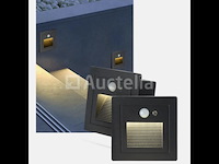 5 x led trapverlichting met sensor – 3w – 270 lm – 3000k warm wit – ip65 waterdicht – inbouw vierkant – antraciet (ly03) - afbeelding 2 van  4