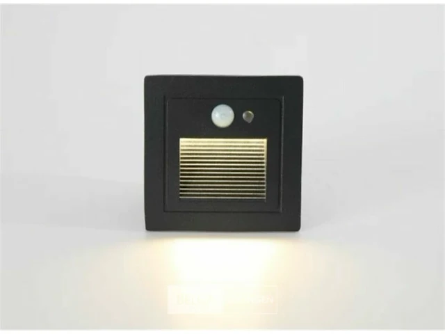 5 x led trapverlichting met sensor – 3w – 270 lm – 3000k warm wit – ip65 waterdicht – inbouw vierkant – antraciet (ly03) - afbeelding 3 van  5