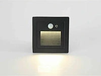 5 x led trapverlichting met sensor – 3w – 270 lm – 3000k warm wit – ip65 waterdicht – inbouw vierkant – antraciet (ly03) - afbeelding 3 van  5