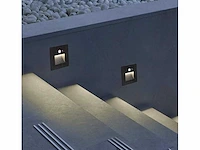 5 x led trapverlichting met sensor – 3w – 270 lm – 3000k warm wit – ip65 waterdicht – inbouw vierkant – antraciet (ly03) - afbeelding 4 van  4