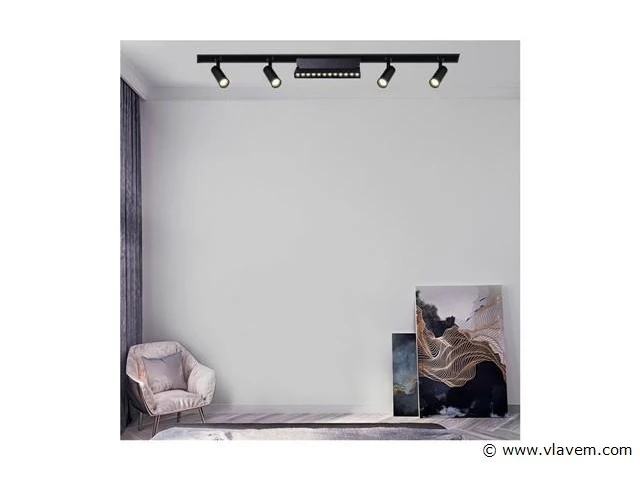 5 x libra spot draaibare lineaire led op magnetische rail 48v - 4000k neutraal wit -12w - zwart - afbeelding 2 van  5