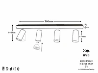 5 x opbouw armatuur met gu10 fitting - 4 draaibare spots zwart - afbeelding 5 van  5