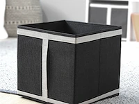 5 x opvouwbare opbergbox - stof - zwart - 28 x 28 x h27 cm. - by malip - afbeelding 1 van  4
