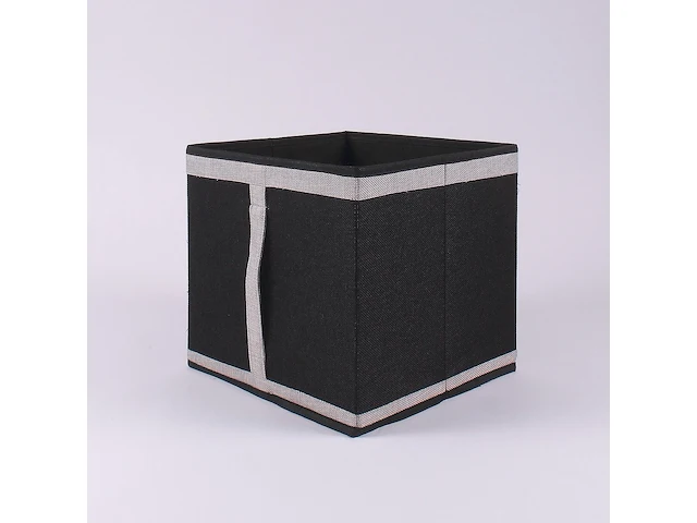 5 x opvouwbare opbergbox - stof - zwart - 28 x 28 x h27 cm. - by malip - afbeelding 3 van  4