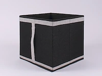 5 x opvouwbare opbergbox - stof - zwart - 28 x 28 x h27 cm. - by malip - afbeelding 3 van  4