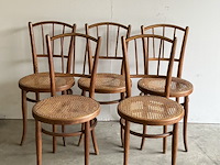 5 x oude, houten "thonet" stoelen met rieten zitting - afbeelding 1 van  2