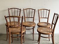 5 x oude, houten "thonet" stoelen met rieten zitting - afbeelding 2 van  2