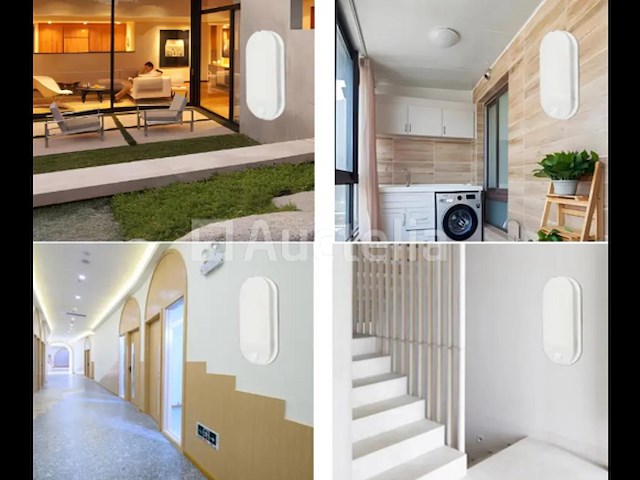 5 x ovaal led plafondlamp met sensor – 15w – 6500k koud wit – ip54 – bewegingssensor – waterdicht - afbeelding 1 van  4