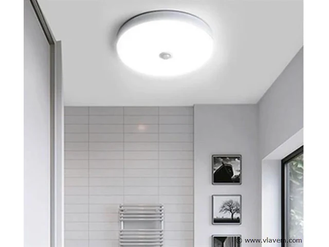 5 x ronde led plafondlamp met sensor – 20w – 6500k koud wit – ip54 – bewegingssensor – waterdicht - afbeelding 1 van  4
