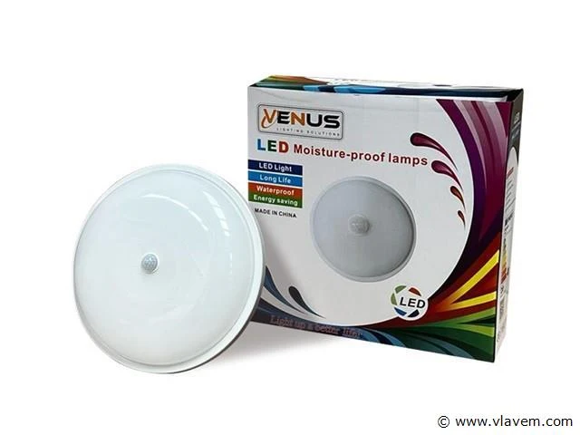 5 x ronde led plafondlamp met sensor – 20w – 6500k koud wit – ip54 – bewegingssensor – waterdicht - afbeelding 2 van  4
