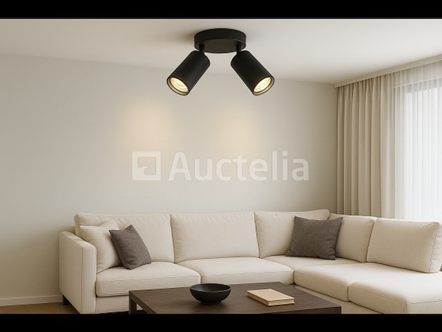 5 x ronde plafondlamp gu10 – 2 draaibare spots – zwart – aluminium – ø120 mm – ip20 - afbeelding 1 van  4