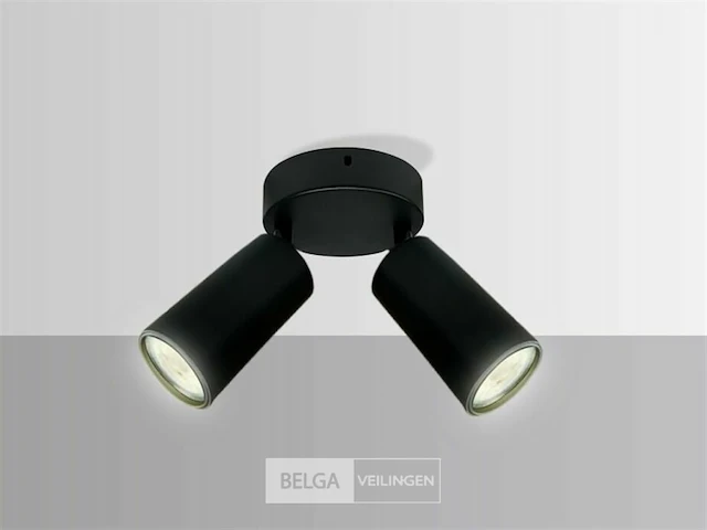 5 x ronde plafondlamp gu10 – 2 draaibare spots – zwart – aluminium – ø120 mm – ip20 - afbeelding 3 van  5