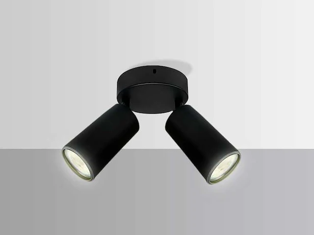 5 x ronde plafondlamp gu10 – 2 draaibare spots – zwart – aluminium – ø120 mm – ip20 - afbeelding 2 van  4