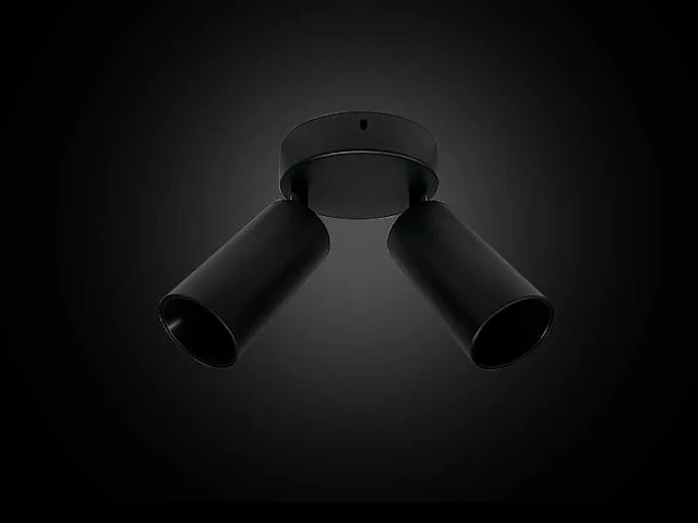 5 x ronde plafondlamp gu10 – 2 draaibare spots – zwart – aluminium – ø120 mm – ip20 - afbeelding 3 van  4
