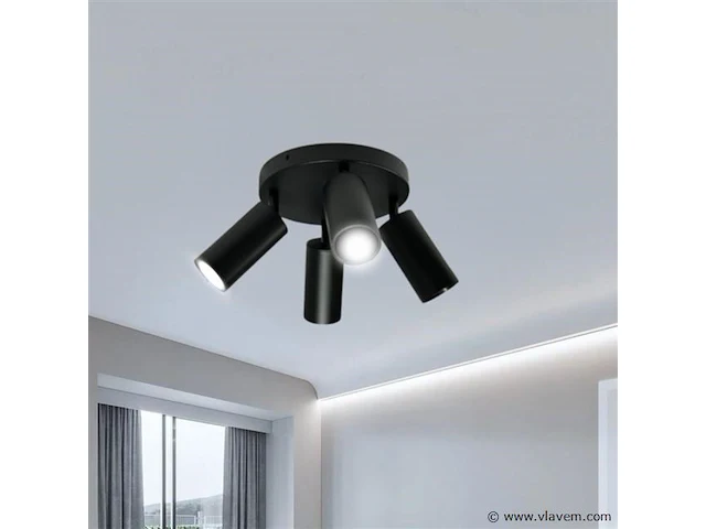 5 x ronde wandlamp gu10 – 4 draaibare – zwart – aluminium – ø200 mm – ip20 - afbeelding 3 van  5