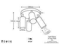 5 x ronde wandlamp gu10 – 4 draaibare – zwart – aluminium – ø200 mm – ip20 - afbeelding 5 van  5