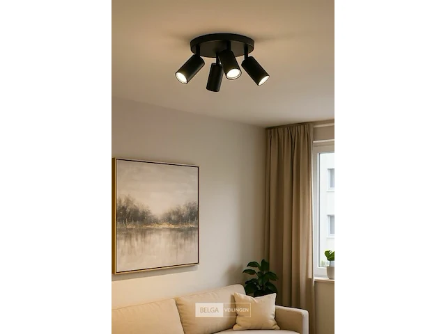 5 x ronde wandlamp gu10 – 4 draaibare – zwart – aluminium – ø200 mm – ip20 - afbeelding 1 van  6