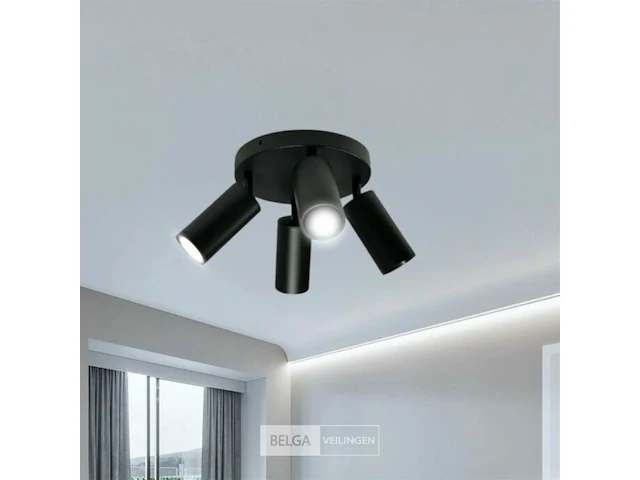 5 x ronde wandlamp gu10 – 4 draaibare – zwart – aluminium – ø200 mm – ip20 - afbeelding 4 van  6