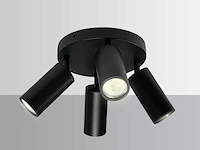 5 x ronde wandlamp gu10 – 4 draaibare – zwart – aluminium – ø200 mm – ip20 - afbeelding 2 van  5