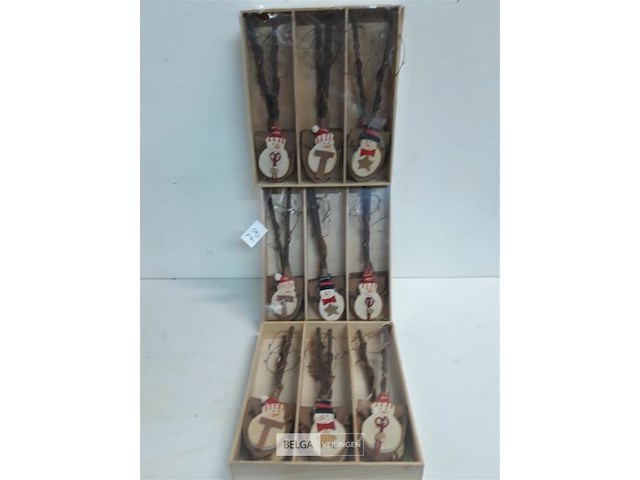 5 x sneeuwman 6 stuks op schup 18 cm 3 assorti - afbeelding 2 van  3