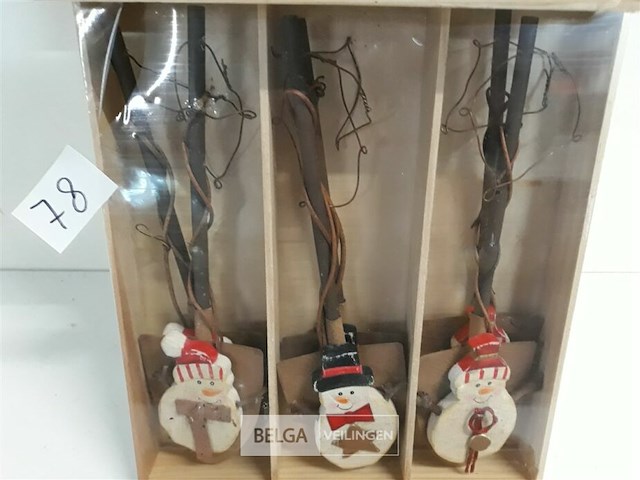 5 x sneeuwman 6 stuks op schup 18 cm 3 assorti - afbeelding 3 van  3