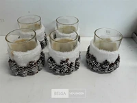 5 x t-licht glas met denneknoppen - afbeelding 2 van  3